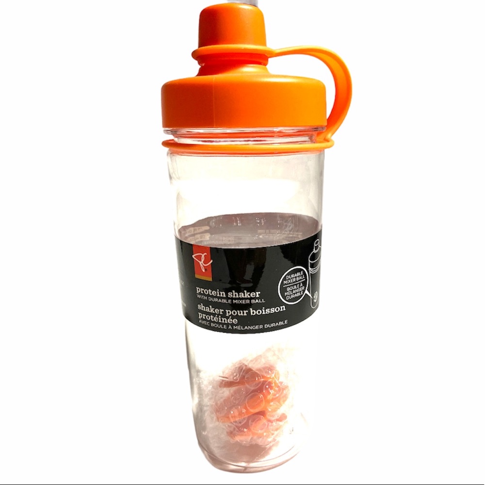 President Choice Reusable Plastic Water Bottle Mixer Ball Orange